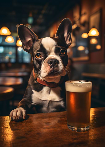 Dog enjoying a beer