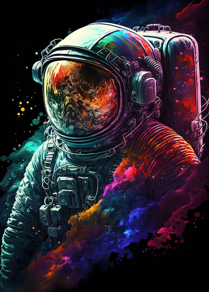 Neon Astronaut in Space