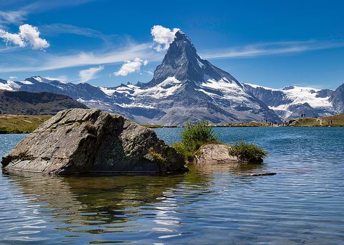 Mountains Rocks and Lake