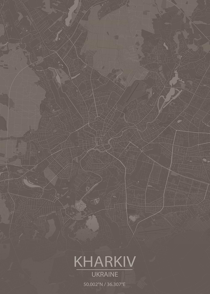 Kharkiv Ukraine Brown Map