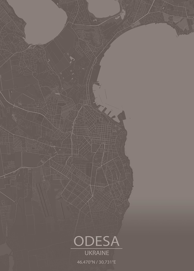 Odesa Ukraine GreyBrownMap