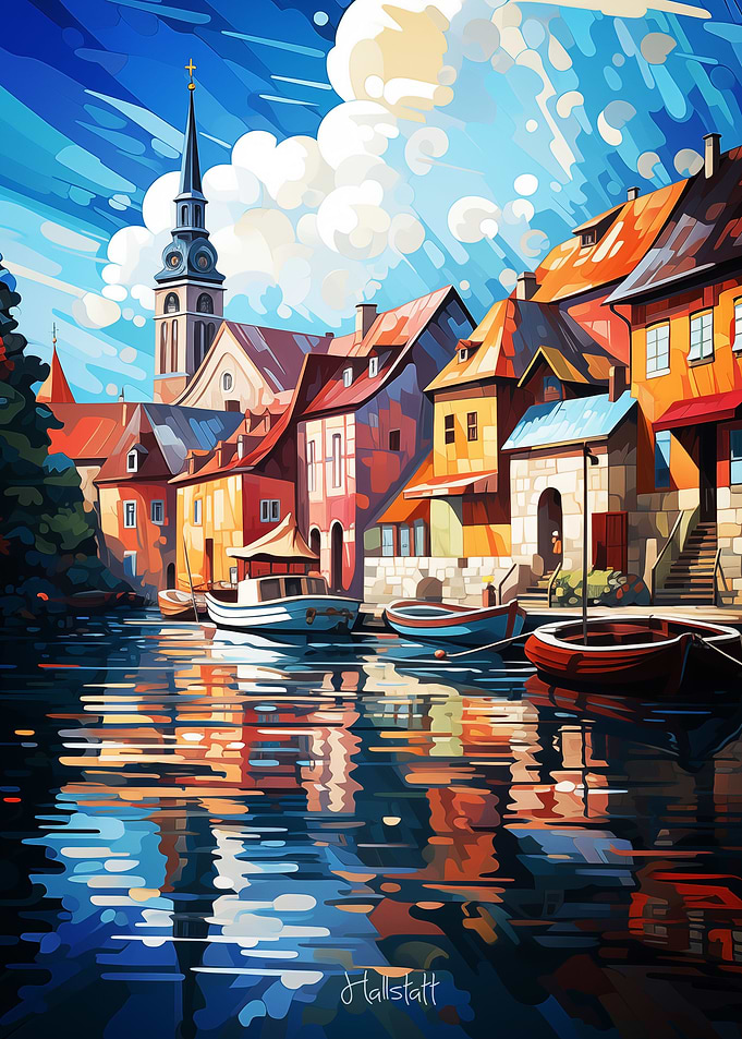 Hallstatt Oil Painting