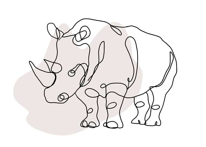 Line Art Rhinoceros Boho