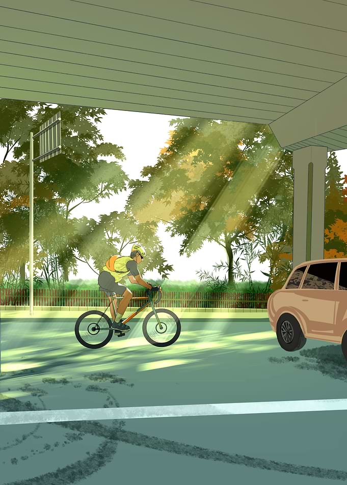 Man riding bike