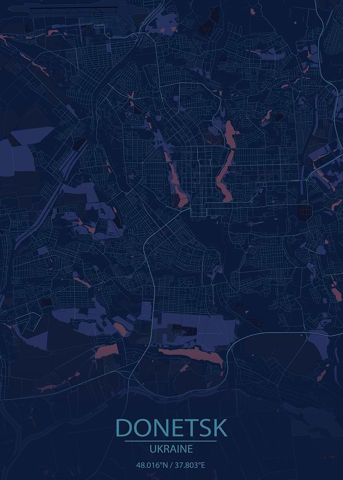 Donetsk Ukraine Blue Map