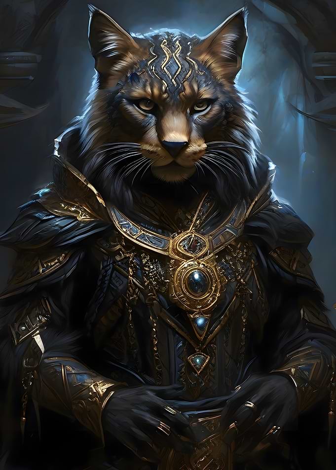 black and gold cat