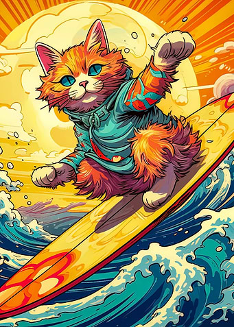 surfing cat animal
