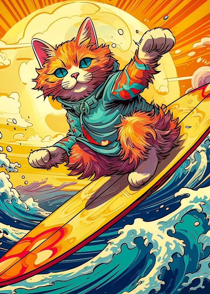 surfing cat animal