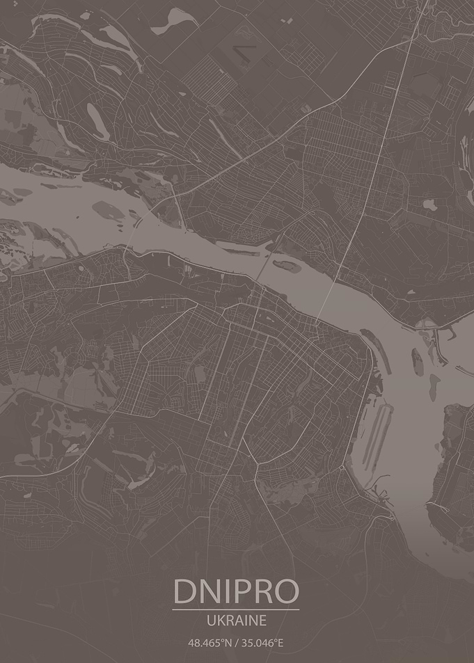 Dnipro Ukraine Brown Map