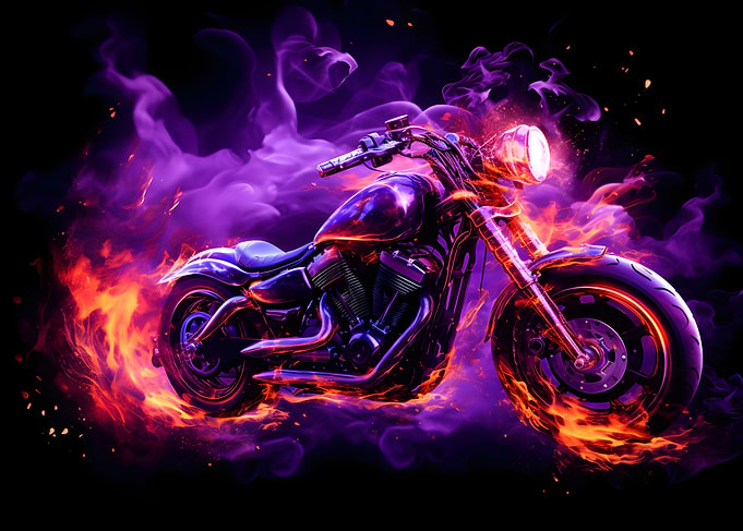 Burning Flames Motorcycle