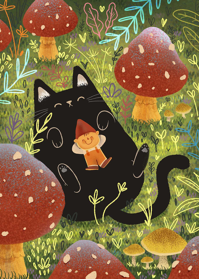 Black cat and the elf