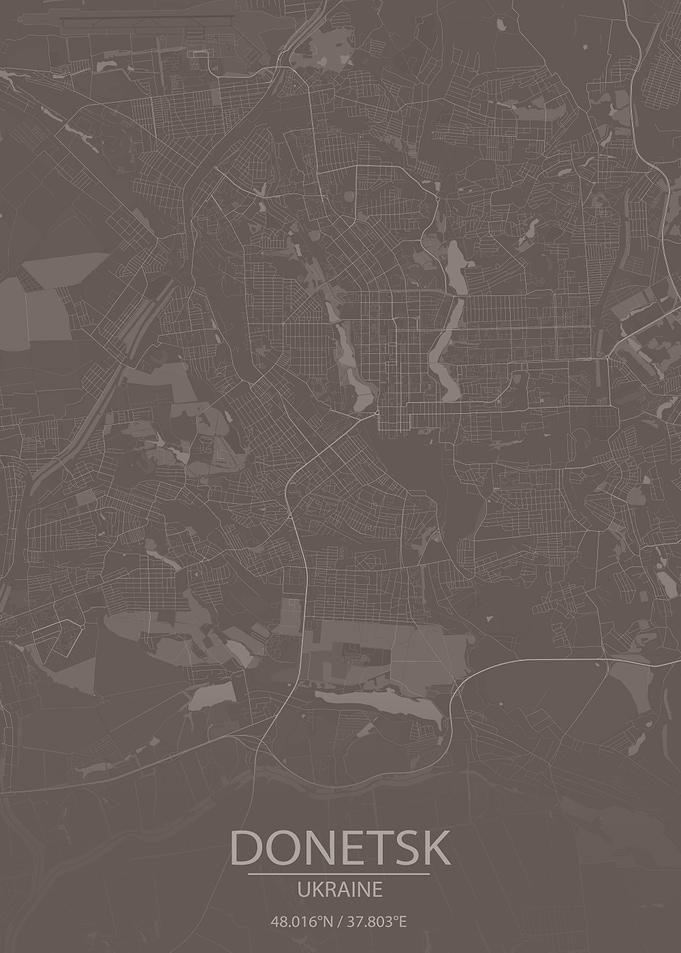 Donetsk Ukraine Brown Map