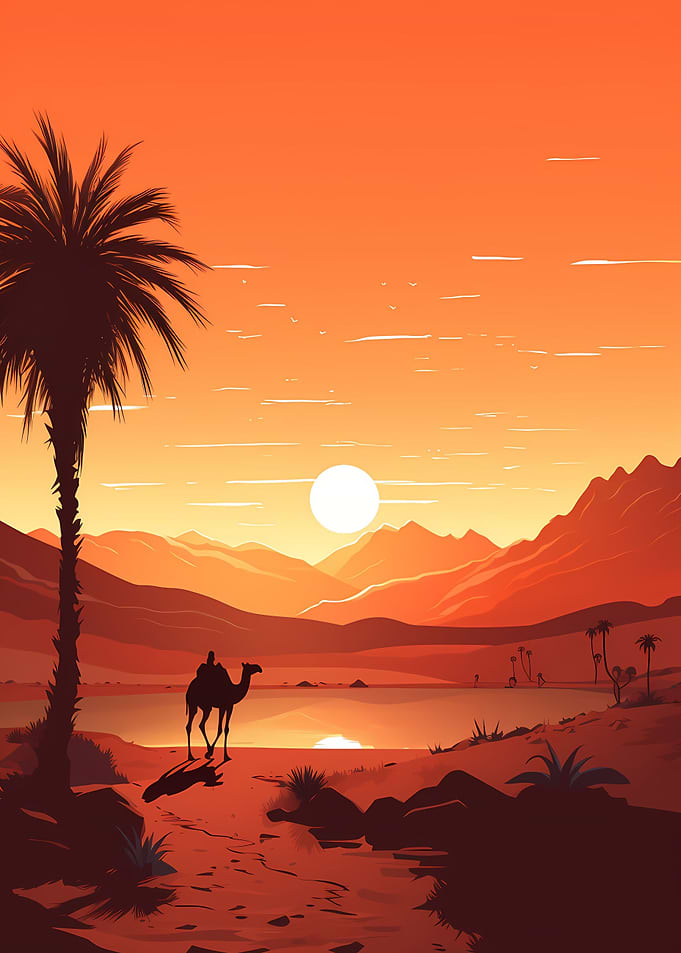 Vast desert at sunset