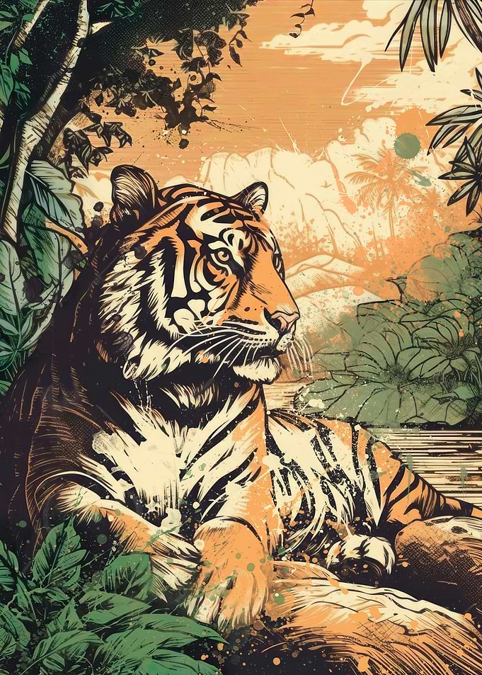 Retro Tiger Poster