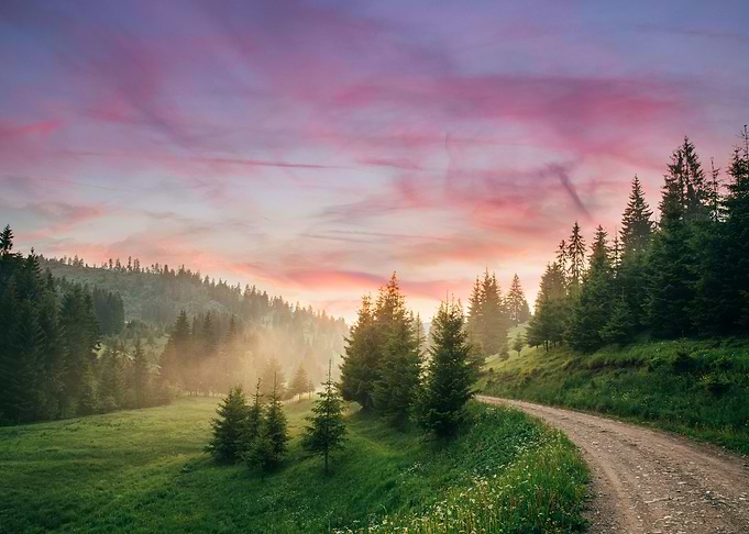Beautiful landscape at sun