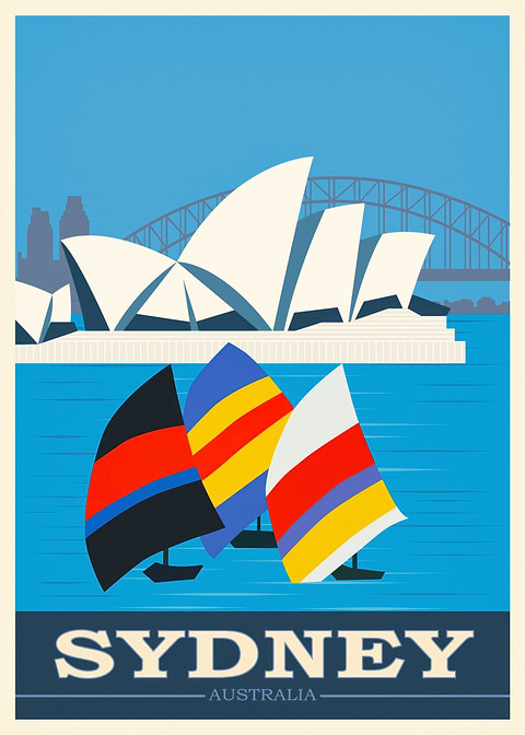 Sydney Sights — vintage poster restored on metal