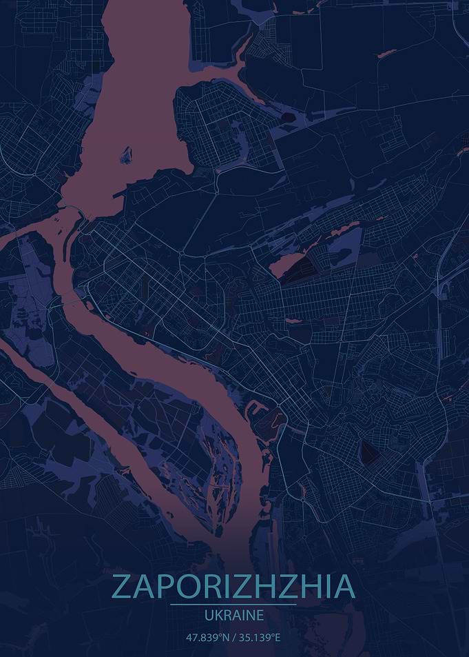 Zaporizhzhia UA Blue Map
