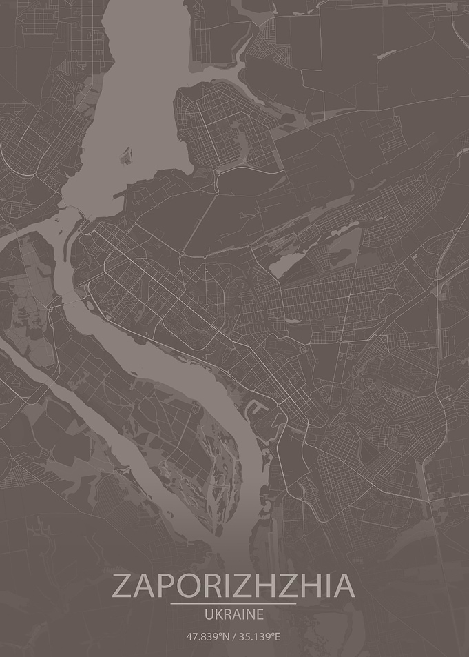 Zaporizhzhia UA Brown Map