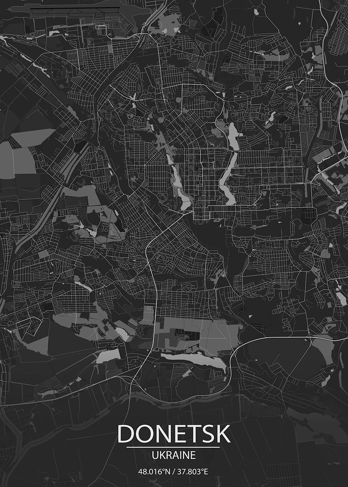 Donetsk UA Dark Grey Map