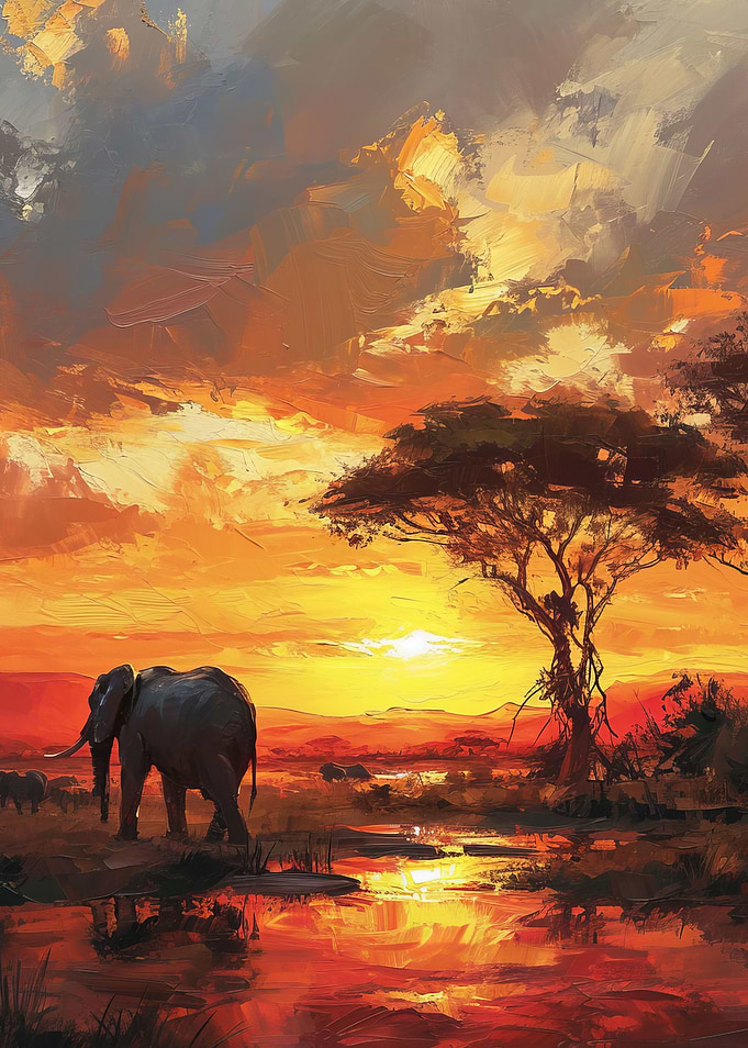 Elephant Sunset