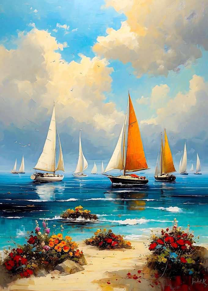 Seascape with yachts Art