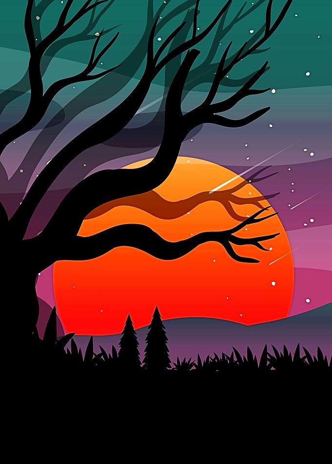 Spooky forest night art