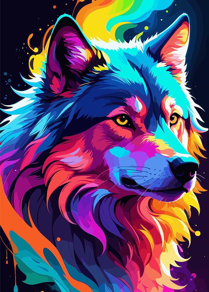 Wolf bold neon colors