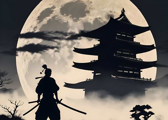 samurai standing on a hill