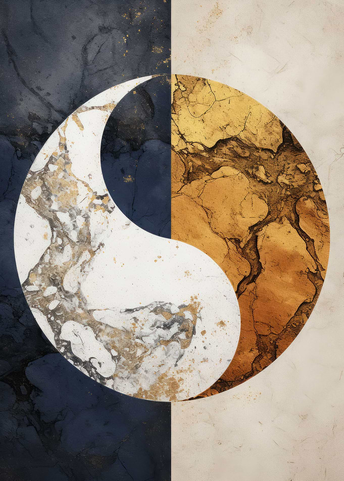Yin Yang Abstract Gold