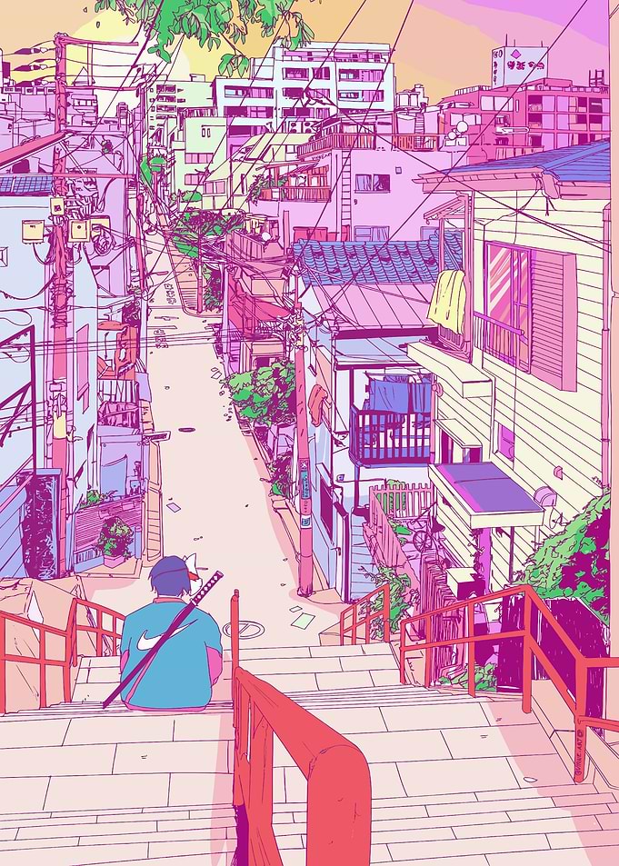 Japan Street City Pop Art