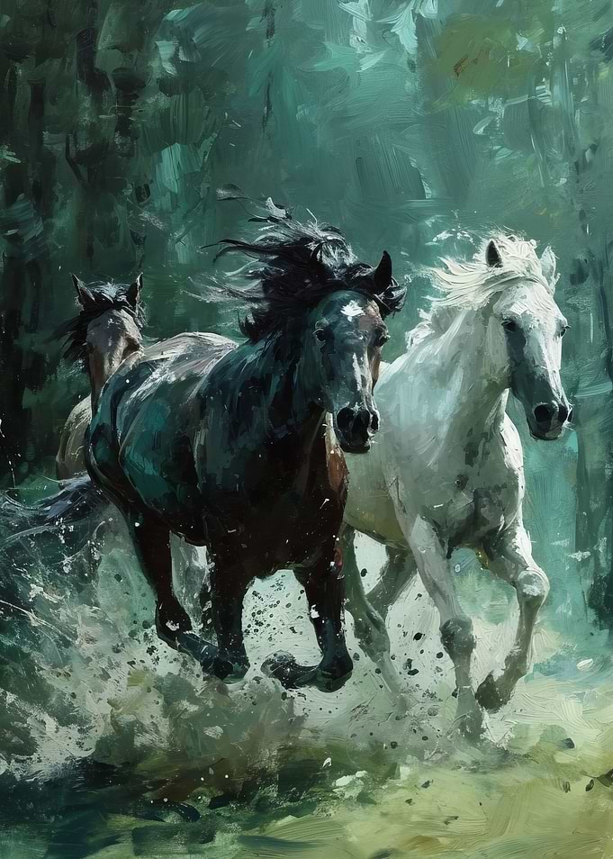 Horse Running In Water