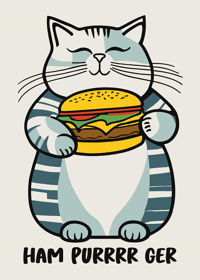 Hampurrrrger Funny Cat Art
