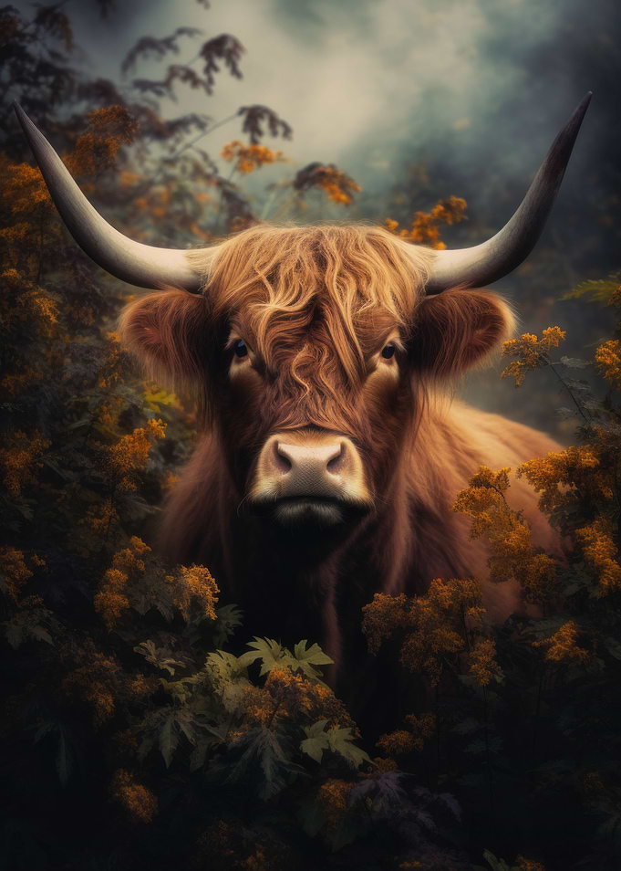 Highland Cow in Foliage