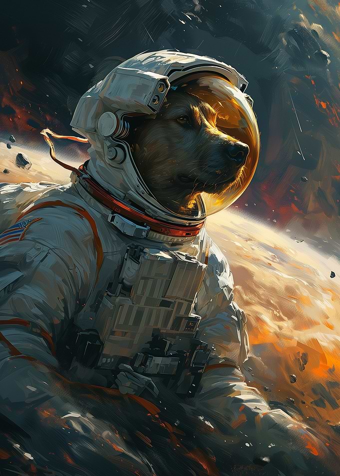 Dog in Space Abstract Art