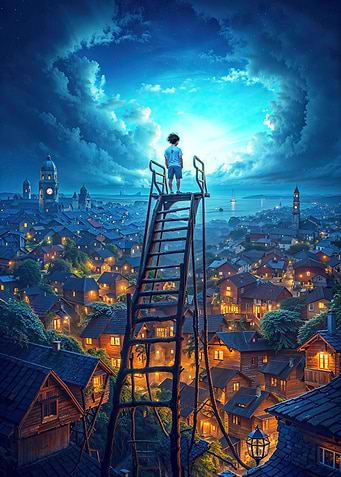 The kid in the ladder