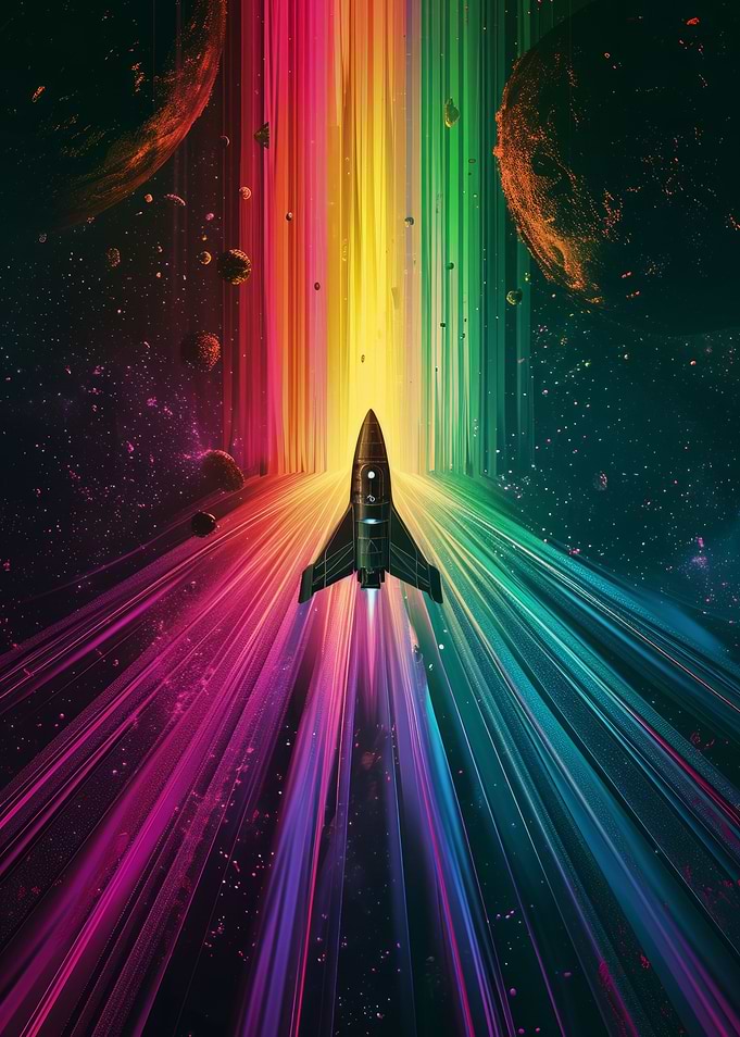 Rainbow Space Rocket