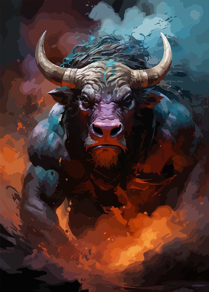 Myth Minotaur Watercolor