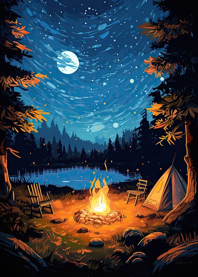 Camping at night
