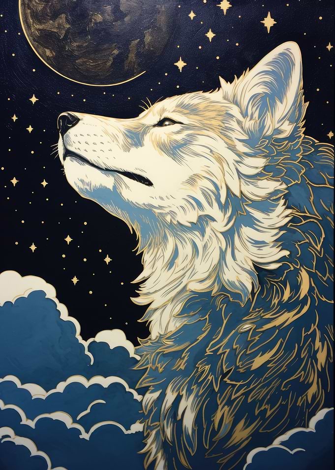 Wolf in moonlight