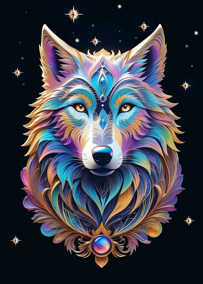 Surreal Galaxy Wolf