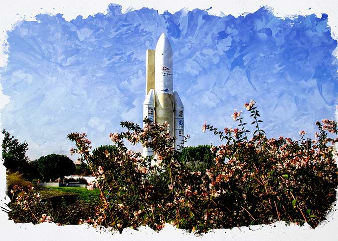Rocket Ship Watercolor