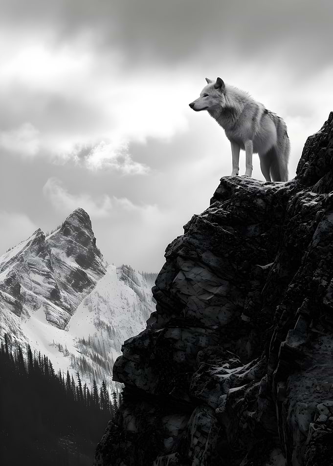 Wolf photography on a rock