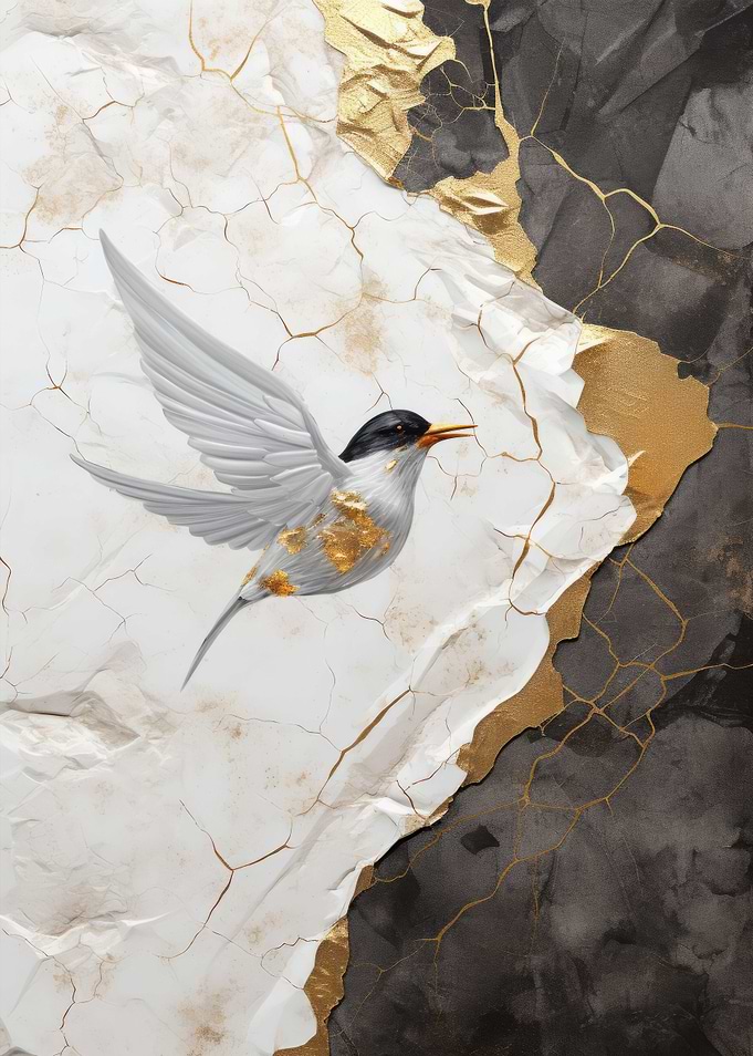 Bird Abstract Gold Decor