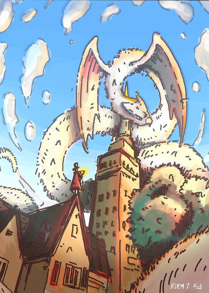 Tower and the white dragon