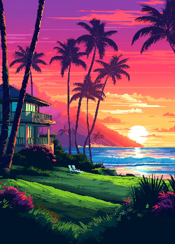 Hawaii Pixel Art Oahu