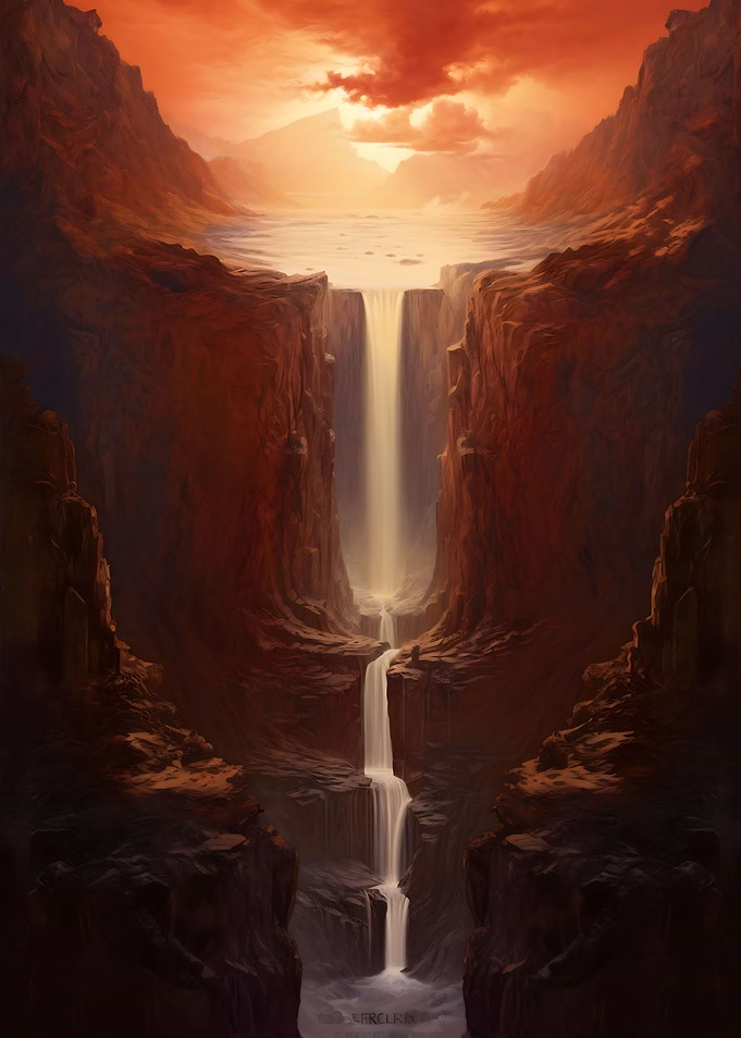 Waterfall in Desert Nature