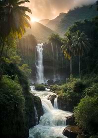 Waterfall in Forest Nature