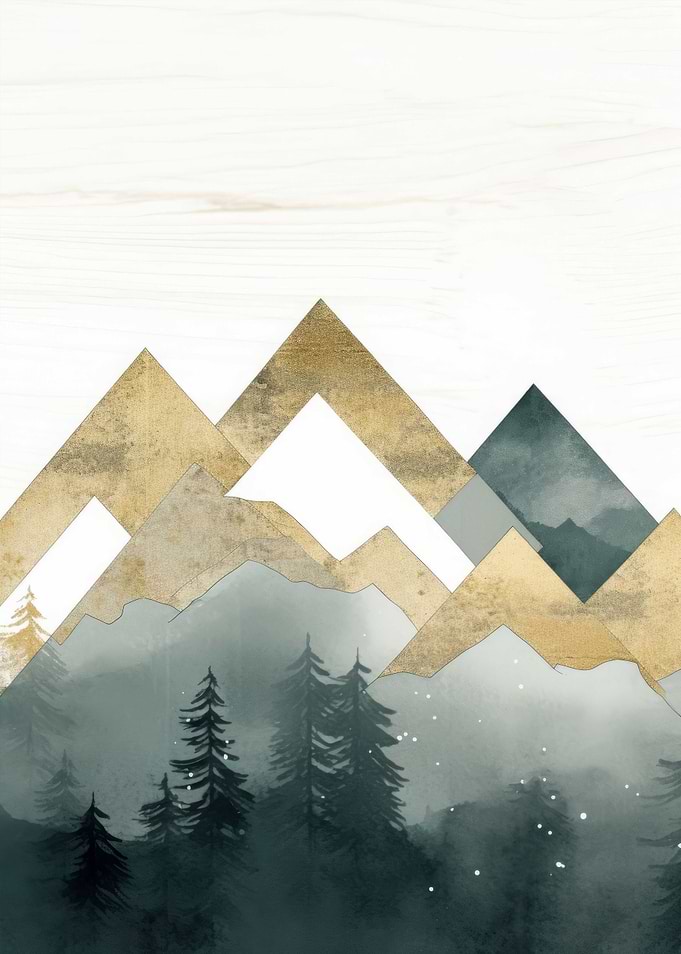 Mountain Forest Gold Decor