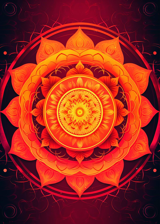 Orange Neon Mandala