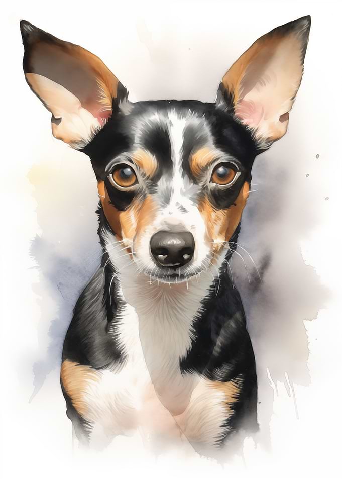 Watercolor rat terrier
